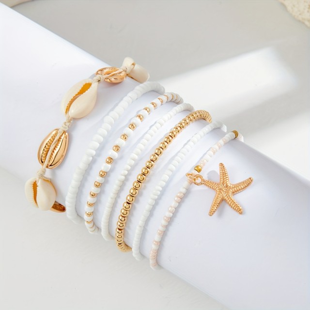 7 delni komplet zapestnic s školjkami