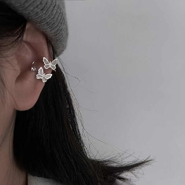 Elegantni uhan z dvojnim metuljem in biserčkom (luknjica ni potrebna)