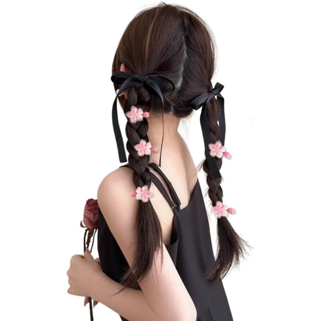 Komplet 5 sponkic za lase z roza rožami