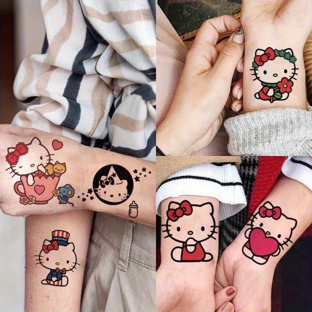 Komplet 30 voodpornih tatu nalepk Kitty