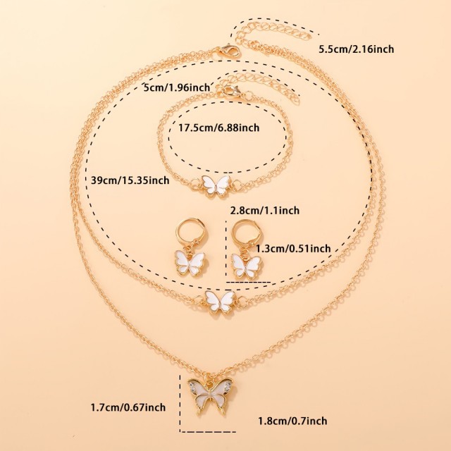 3 delni set nakita z roza ali belimi metuljčki 