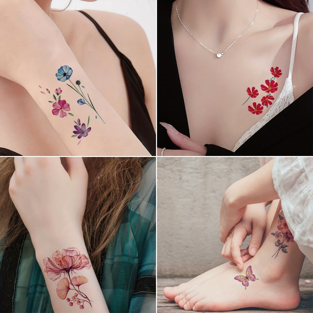 Elegantne začasne tatu nalepke z nežnimi akvarelnimi motivi 