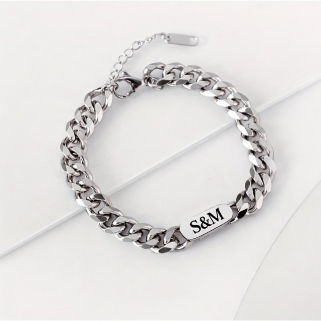 Personalizirana kubanska moška zapestnica z gravuro po želji