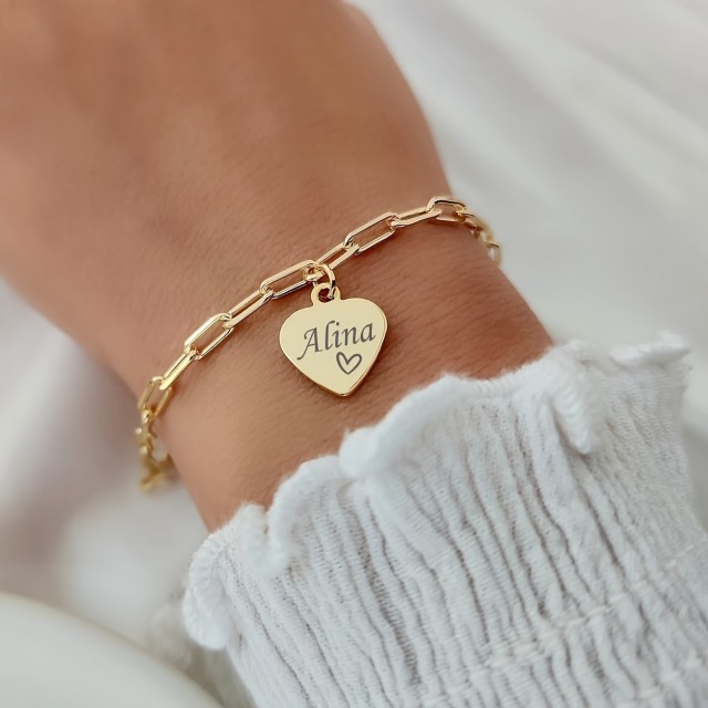 Personalizirana zapestnica z obeskom srca in lastno gravuro