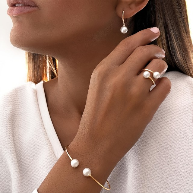 3-delni komplet nakita z imitacijo biserov