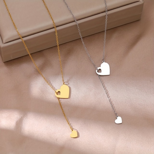 Personalizirana ogrlica z dvojnim srcem in gravuro po želji 