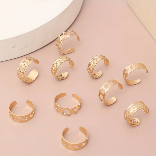 10 delni set prstanov za nogo,zlate barve