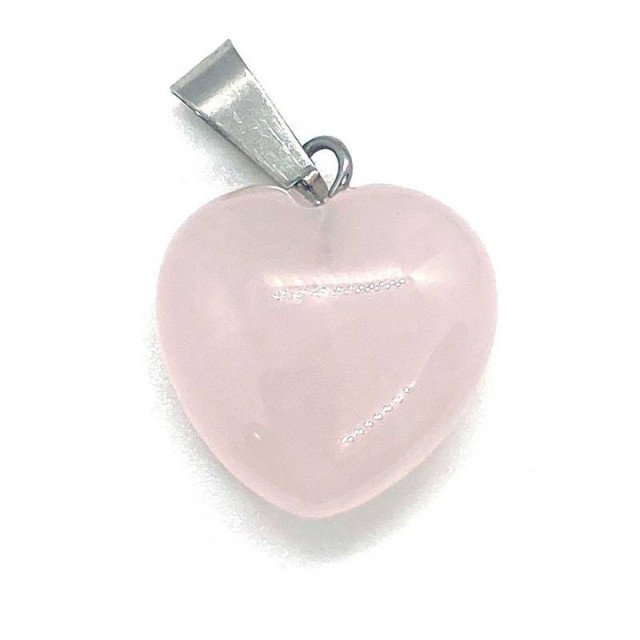 Verižica z obeskom kamna v obliki srca, ROZA KREMENČEV KAMEN