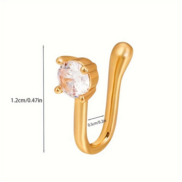 Fake uhan za nos v zlati barvi s cirkonom