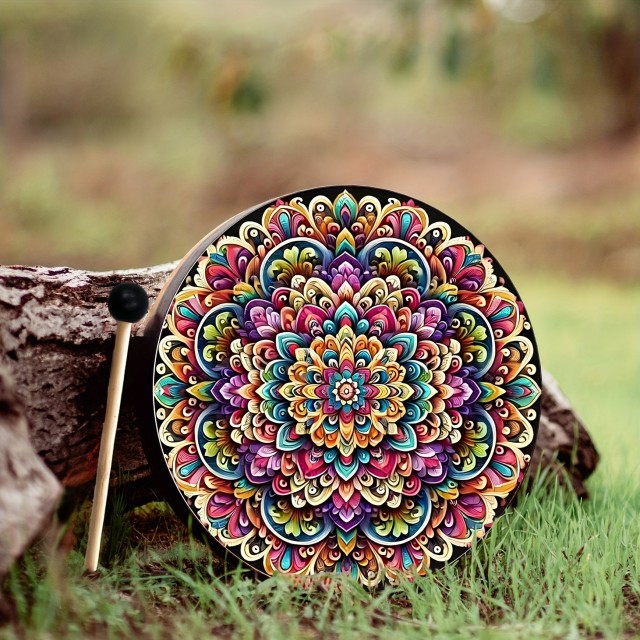Šamanski boben mandala boben s palicami - glasbilo za meditacijo