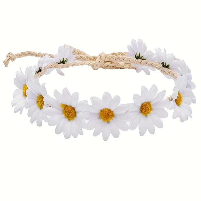 Boho chic venček za lase z marjeticami 