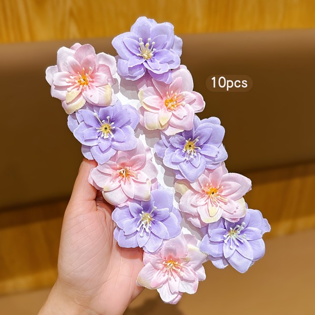 10 kosov sladkih cvetličnih lasnih sponk v roza & vijolični barvi 