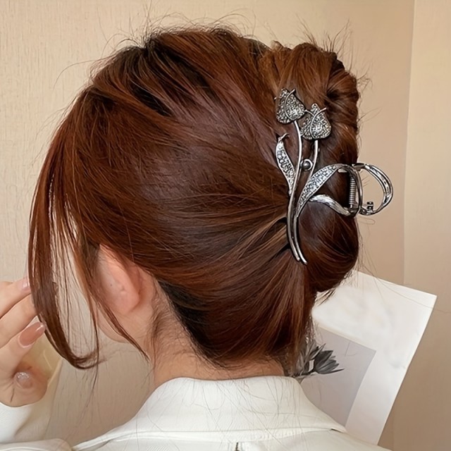  Lasna sponka z dizajnom tulipana zlate ali črne barve