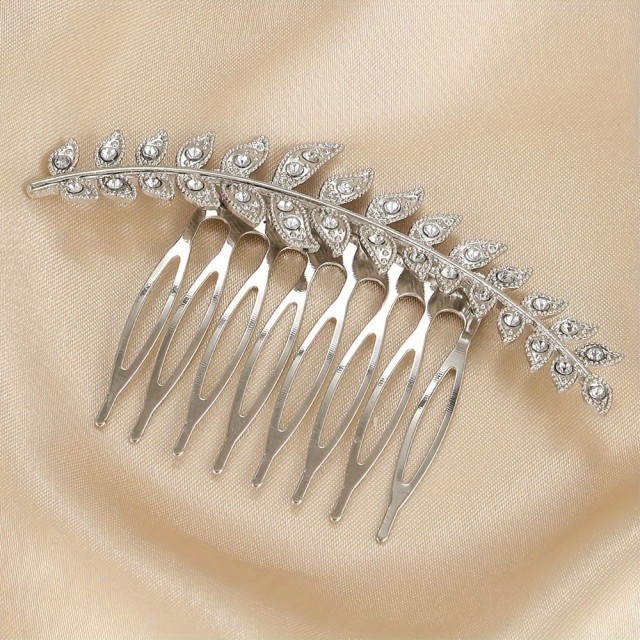 Elegantni lasni glavniček z bleščečimi kristali – motiv listka