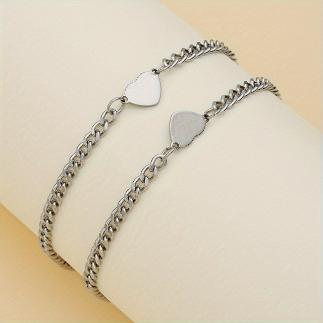 Komplet 2 zapestnic za par iz nerjavečega jekla v obliki srca