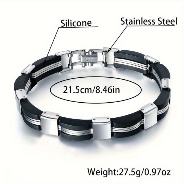 Moška zapestnica nerjaveče jeklo in silikon