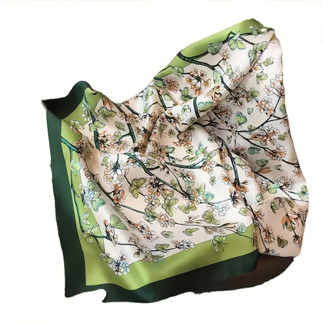 Elegantna kvadratna ruta v zeleni barvi z metulji