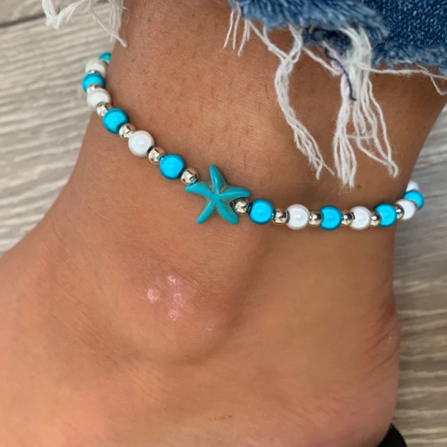 Modra zapestnica za nogo z morsko zvezdico
