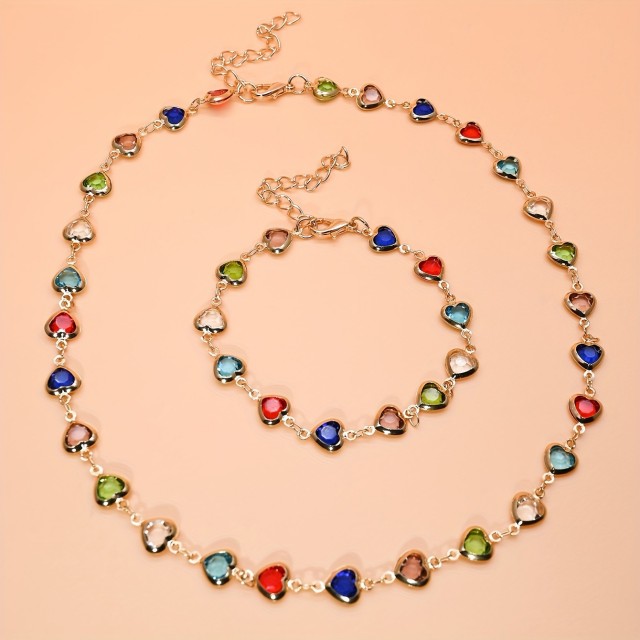 Pisan ali rdeč 2 delni komplet z ogrlico in zapestnico