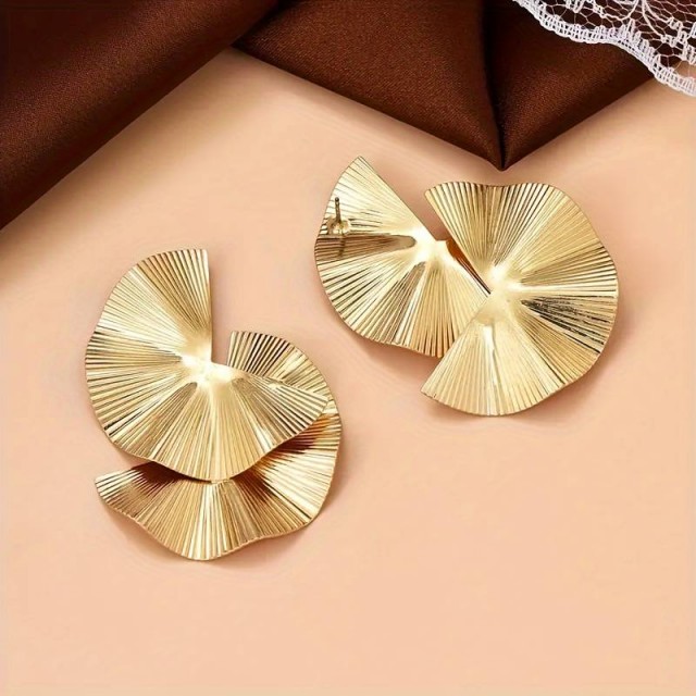 Elegantni uhani z ginko motivom zlati 