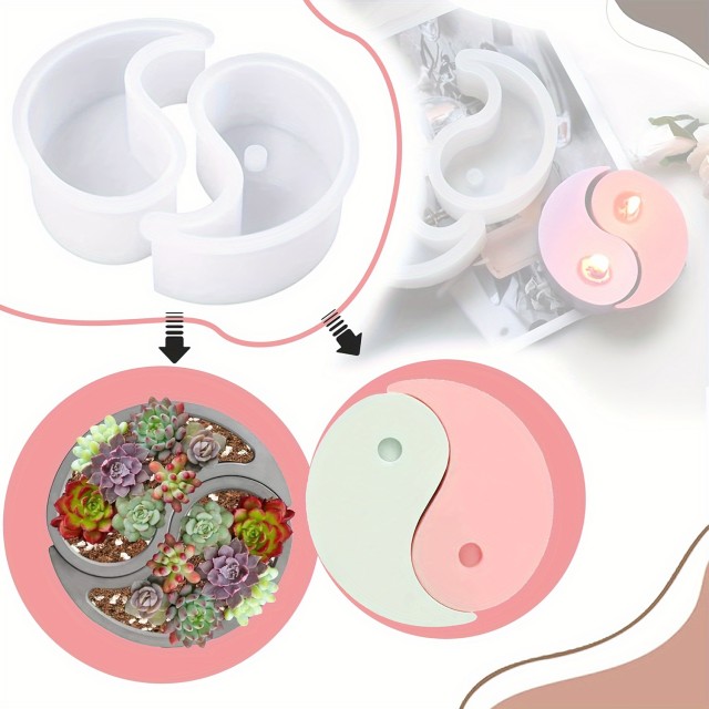 2-delni silikonski kalup Yin Yang za izdelavo sveč