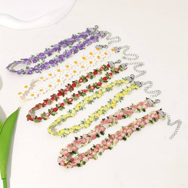 5 delni komplet pletenih choker ogrlic