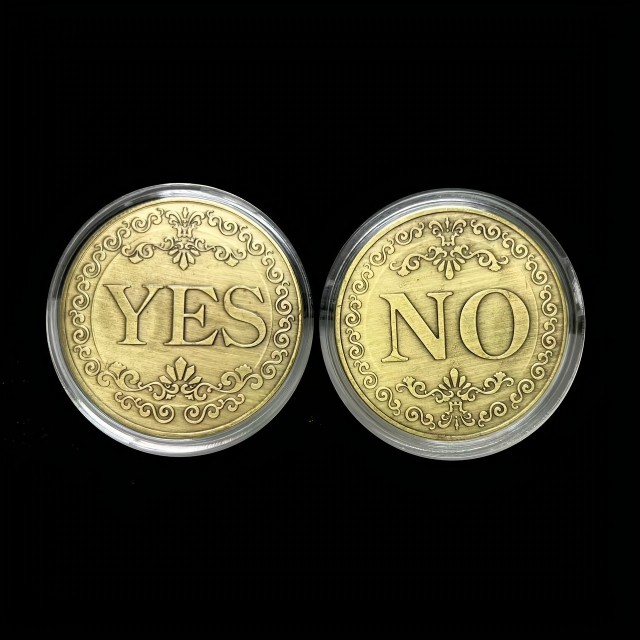 Dvostranski kovanec odločitev YES NO 