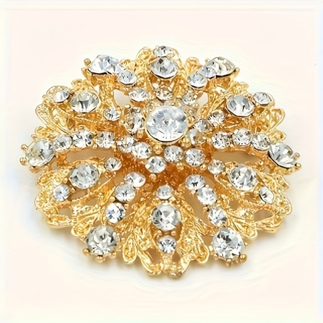 Elegantna kovinska broška s kamenčki 2 barvi