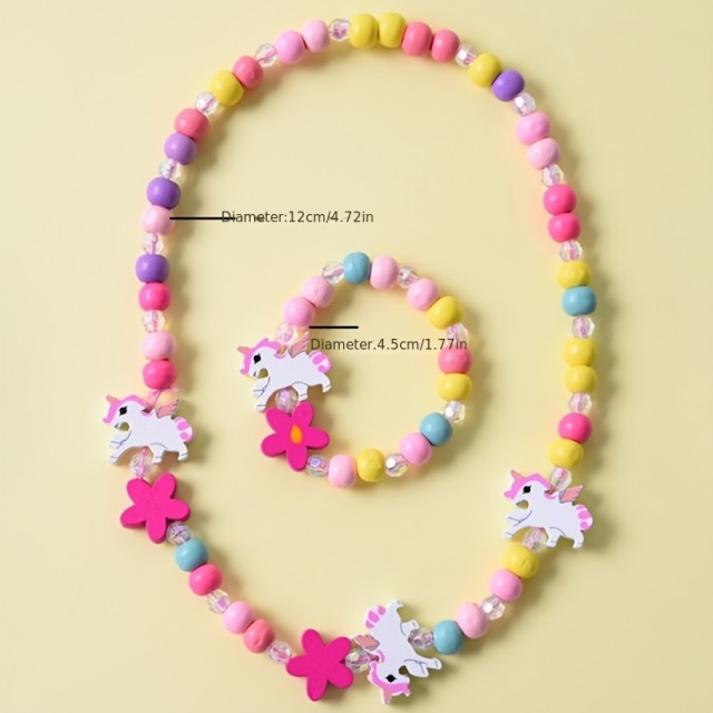 Očarljiv otroški komplet s samorogom verižica uhani