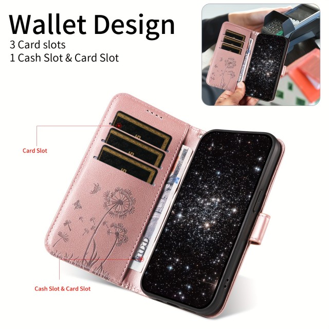 Kakovostni usnjeni telefonski ovitek z regratki roza (Samsung Galaxy A35)