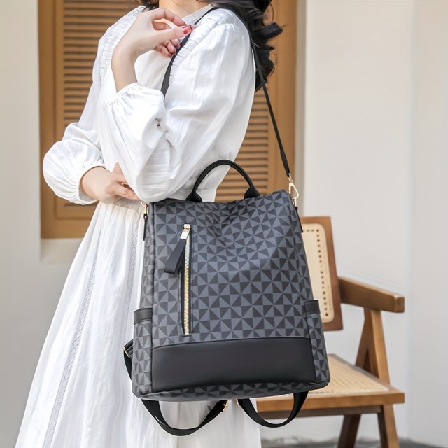 Ženski modni nahrbtnik z geometrijskim potiskom 