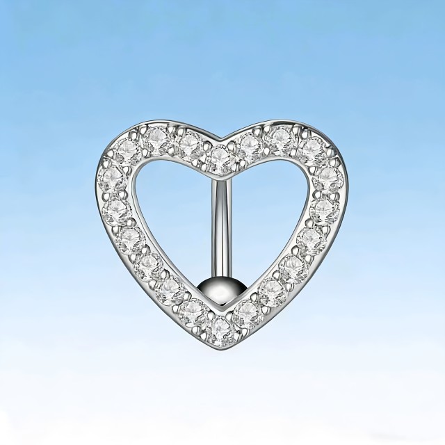 Piercing za popek v obliki srca iz nerjavečega jekla