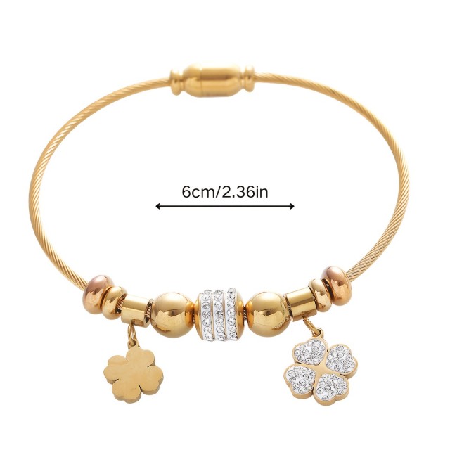 Personalizirana zapestnica s štiriperesno deteljico in gravuro po želji 