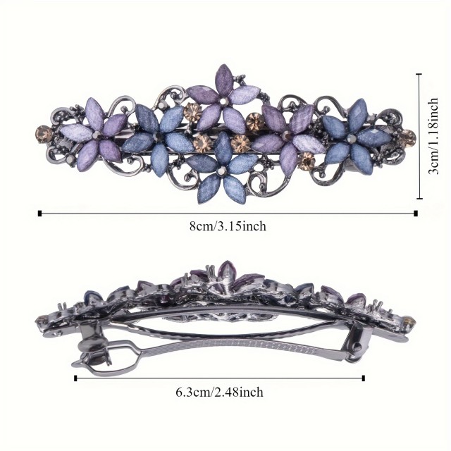 Starinska okrasna lasna sponka s cvetjem siva