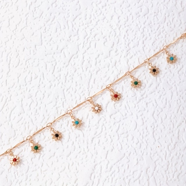 Elegantna zapestnica za nogo s pisanimi rožicami