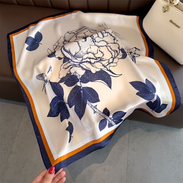 Elegantna ženska kvadratna ruta modro oranžne barve