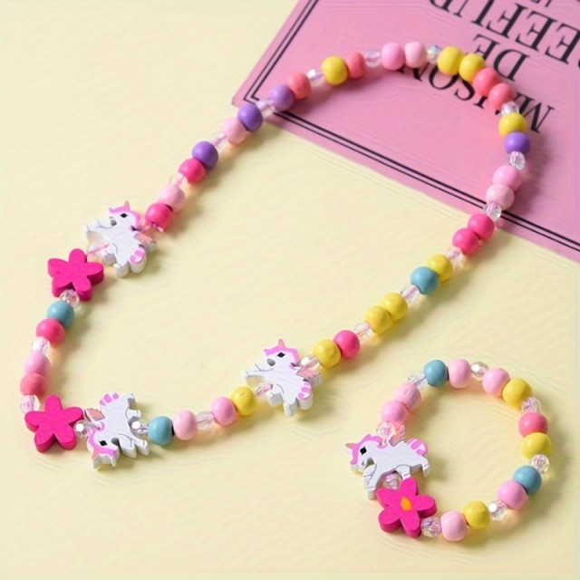 Očarljiv otroški komplet s samorogom verižica uhani