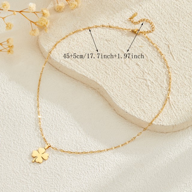 Ogrlica nerjaveče jeklo z obeskom štiriperesne deteljice