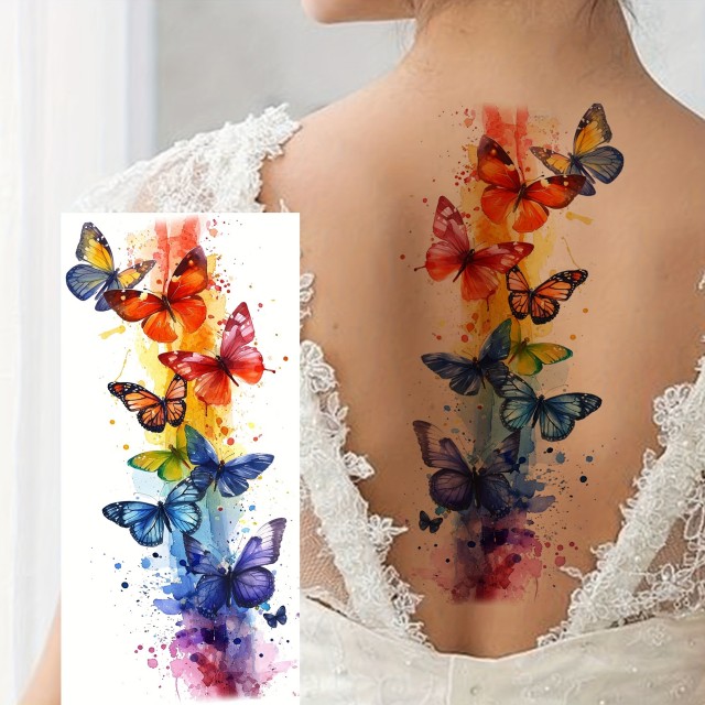 Vodoodporna tatto nalepka z barvitimi metulji