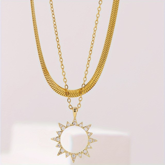 Dvojna elegantna ogrlica v zlati barvi sonce