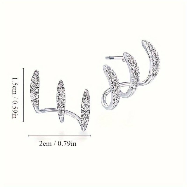 Enostavni uhani iz nerjavečega jekla, s cirkoni 2 barvi