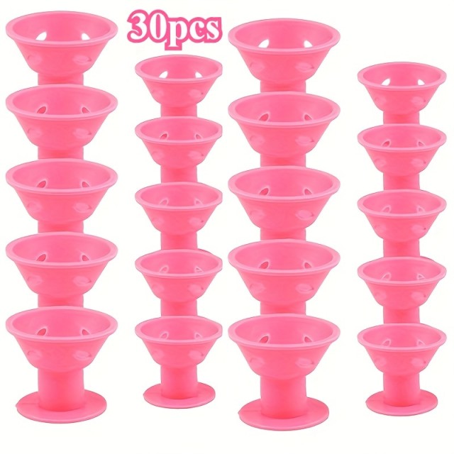 Komplet 30 navijalk v obliki gobe roza barve