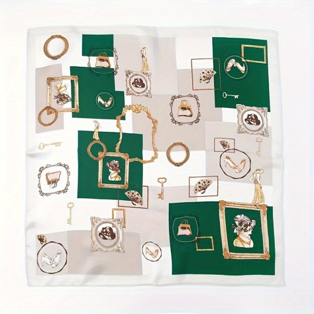 Elegantna ženska zelena ruta z vintage vzorcem