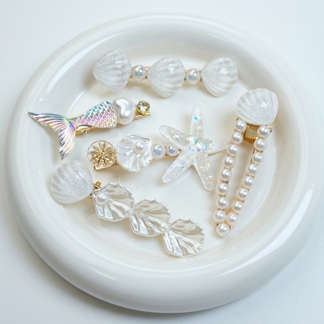 Komplet 5 sponk za lase z morskimi motivi