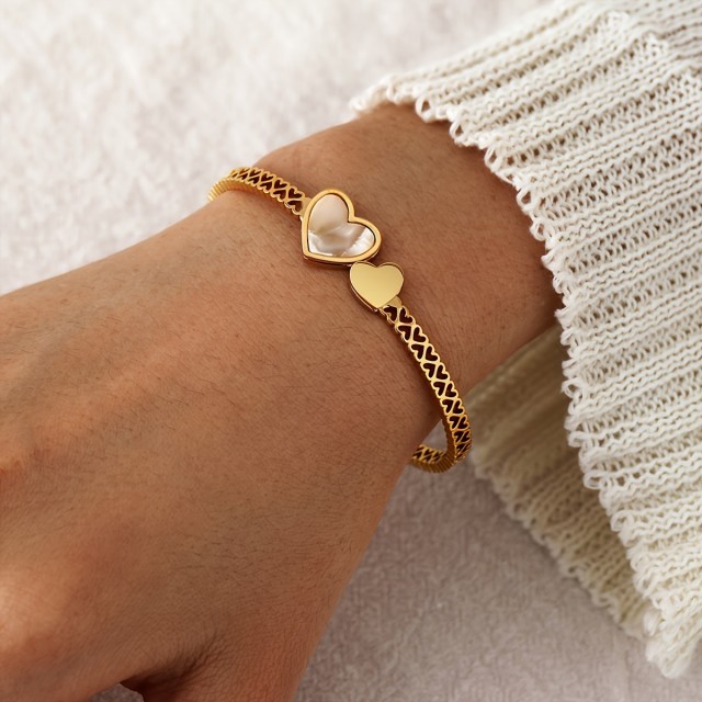 Elegantna zapestnica z dvojnim srcem v 2 barvah