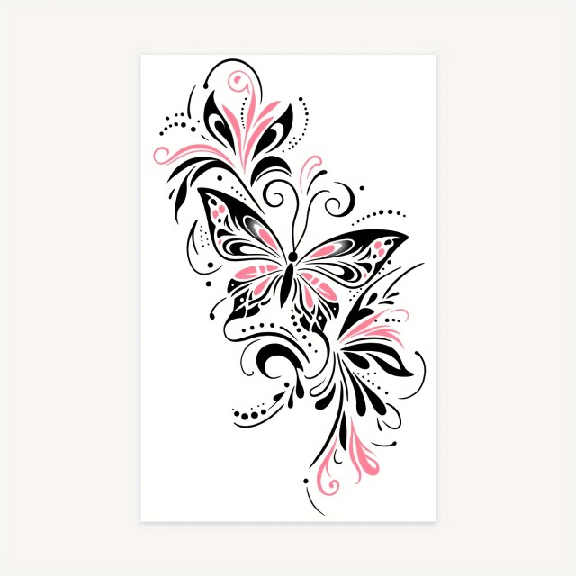 Vodoodporna tatu nalepka s 3D motivom metuljev