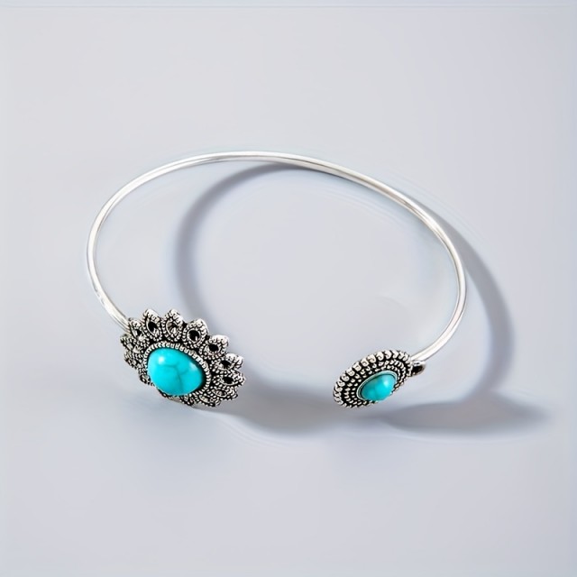 Boemska zapestnica z modrim turkiznim cvetom