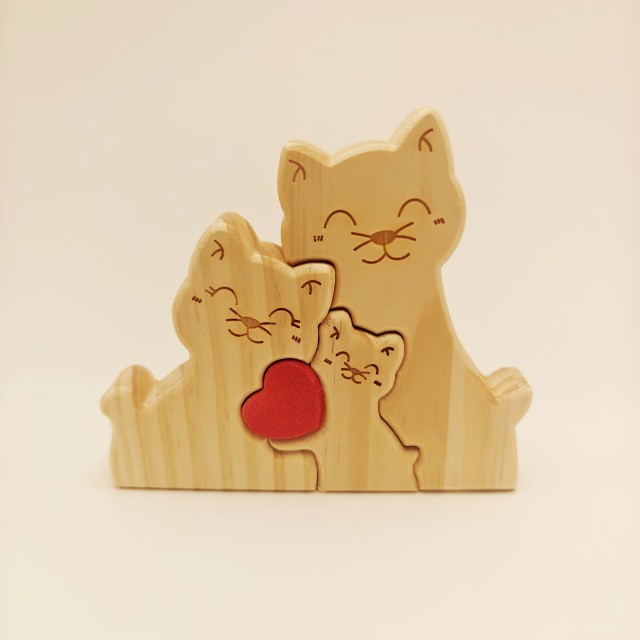 Personalizirana lesena mačja sestavljanka VAŠA DRUŽINA