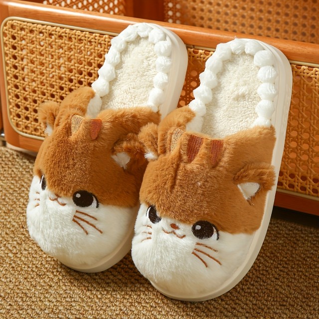Prikupni mehki ženski hišni copatki z mucko
