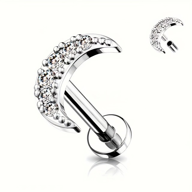 Šik piercing za hrustanec polmesec srebrne barve